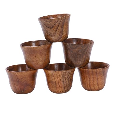 Jfbl Hot 6pcs Creative Tea Set Small Wooden Cup Small Cup Anti Side