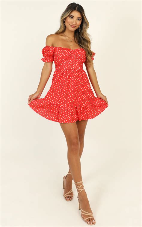 this summer dress in red floral showpo