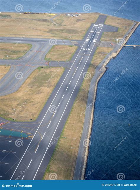Aerial View Of Airport Runway At Boston S Logan International Airport
