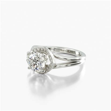 14k White Gold Asymmetrical Diamond Love Knot Engagement Ring