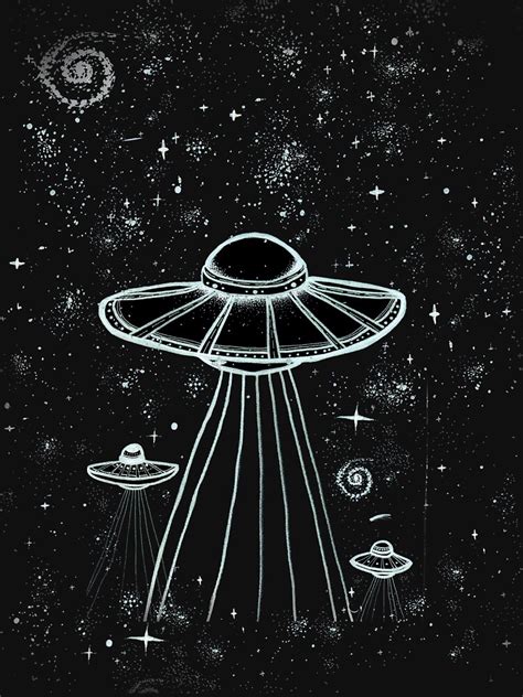 Einer form von aviation art besonderer art fühlt sich der illustrator und ufologe. "ALIEN UFO ART" Unisex T-Shirt by violenxe | Redbubble