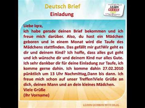 Maybe you would like to learn more about one of these? Deutsch Brief B1: Einladung - invitation - YouTube