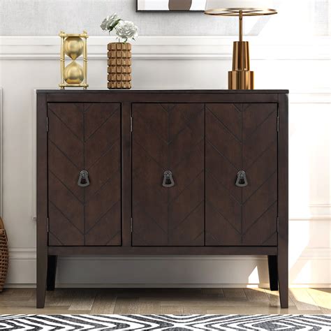 Sideboard Buffet Storage Cabinet Solid Wood Accent Cabinets With 3
