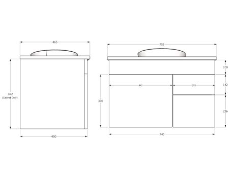 Espire Plus 760mm Wall Hung Vanity Unit Standard Single Bowl 1 Door 2 Drawers Engineered Stone