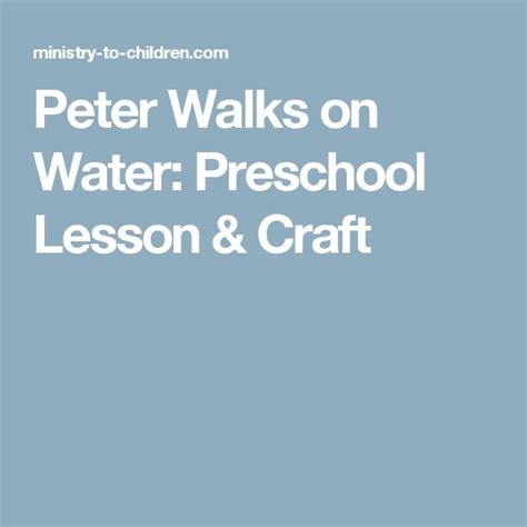 Peter Walks On Water Preschool Lesson And Craft