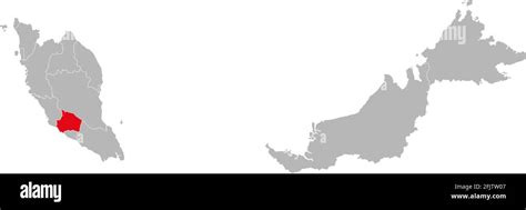 Negeri Sembilan State Isolated On Malaysia Map Gray Background