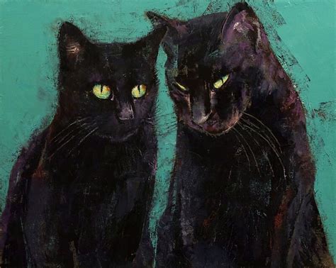 Two Black Cats By Michael Creese Redbubble