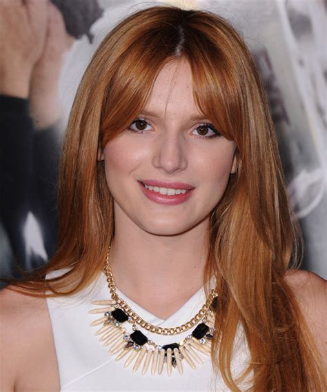 Bella Thorne Long Straight Casual Hairstyle With Side Swept Bangs Medium Red Ginger