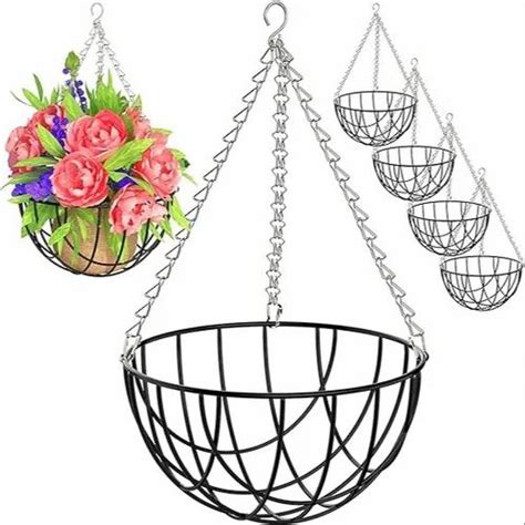 10 Inch Metal Hanging Baskets For Plants Outdoor 4 Pack Hanging Planters For Outdoor Plants At