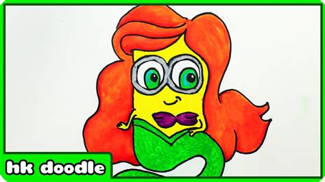 How to draw disney princesses. How To Draw A Minion As Disney Princess Ariel | How To ...