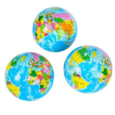 Globe Ball Set Of 3 Stress Ball By Toysmith