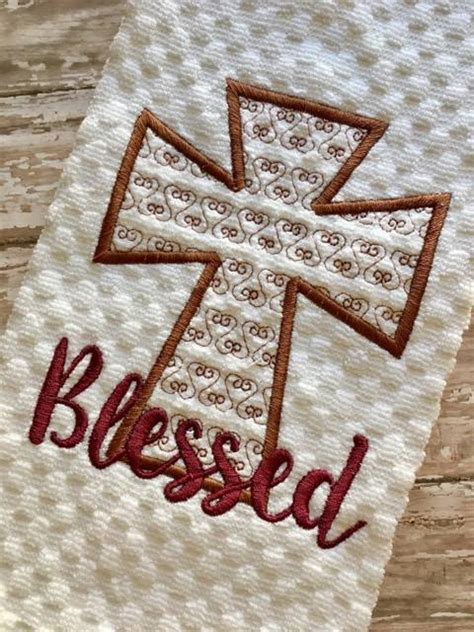 Blessed Cross Applique 2 Different Motif Fill Styles Digital