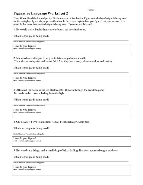 Print and go simile and metaphor worksheets. Figurative Language A Assignment Answers / Https Hartman ...