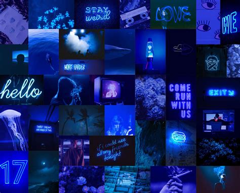 Image result for guitar purple wallpaper dark purple. Blue Neon Wall Collage Kit Photo Collage Room Decor Blue ...