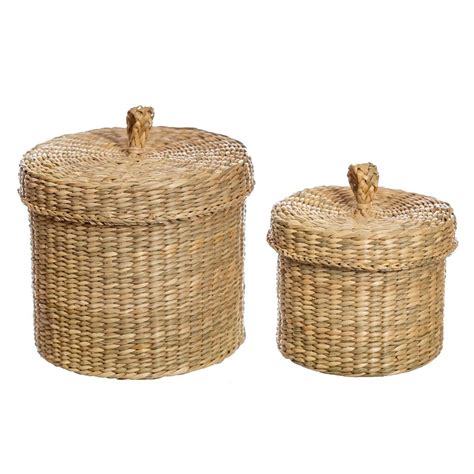 Whether natural seagrass or other resources would have made up of the kitchen storage baskets, those large seagrass kitchen storage baskets with lid have held their prices in outstanding condition. Set Of Two Seagrass Baskets With Lid By Lola & Alice ...