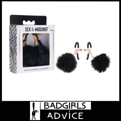Sex And Mischief Puff Nipple Clamps Pom Pom Titty Fashion Cheeky Fun Teasing Black Bad Girls Advice™