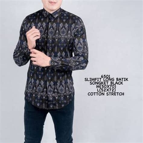 Jual Kemeja Batik Pria Lengan Panjang Baju Batik Modern Cowok Slimfit
