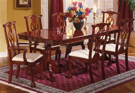 Cherry Finish Traditional Dining Room Wpedestal Table