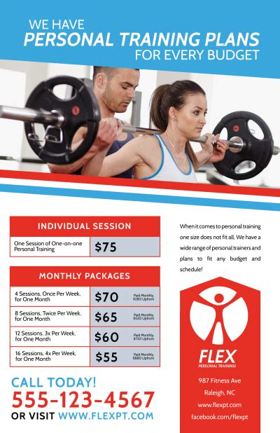 Personal Trainer Pricing Poster Template Mycreativeshop