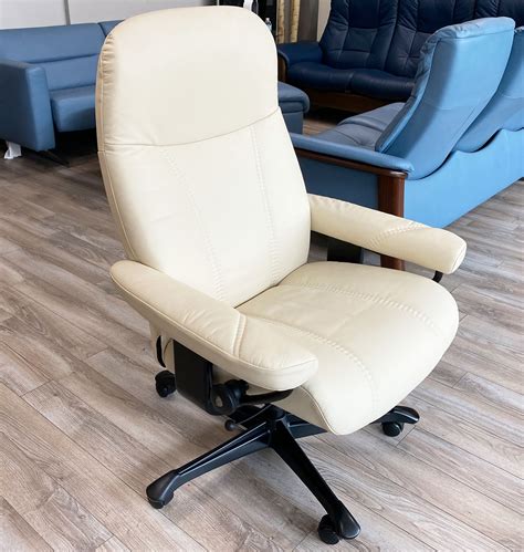 Stressless Consul Executive Office Desk Chair Recliner In Batick Cream