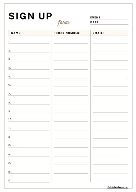 Free Printable Sign Up And Sign In Sheet Pdf Templates