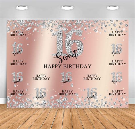 buy sensfun rose gold sweet 16 birthday backdrop girls sweet sixteen diamond shining birthday