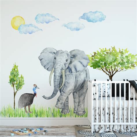 Elefant Kinderzimmer Wanddeko Tier Wandtattoo F R Kinder Etsy