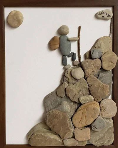 Wood Diy Pebble Wall Hanging X Pebbles Art Frame Hiking For