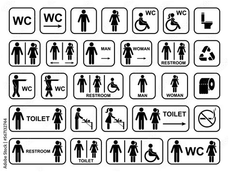 Public Toilet Icon Set Vector Illustration Restroom Sign Symbol Man