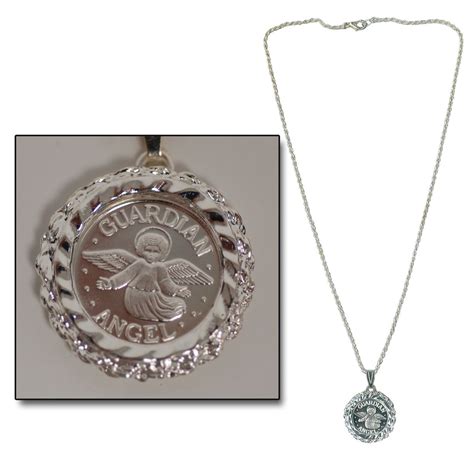 999 Silver Guardian Angel Necklace