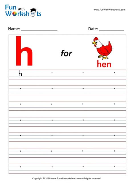 Write And Learn Small Alphabet H Free Printable Worksheets