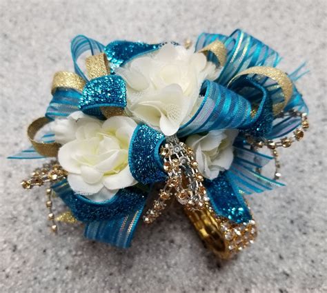 Order artificial flowers online and see how it brightens up your home. Dark Teal, Cream and Gold Silk Flower Wrist Corsage Set ...