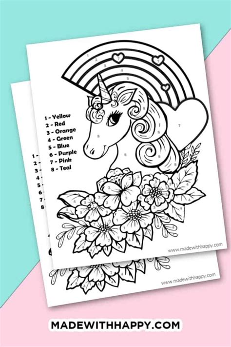 Unicorn Color By Number. Free Printable Unicorn Coloring Page. Unicorn