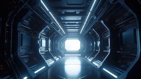 Futuristic Space Corridor Showing Doors At High Angles Background 3d