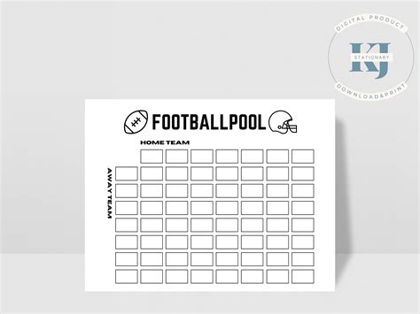 Football Pool Chart 3 Super Bowl Or Playoffs Digital Download Print At