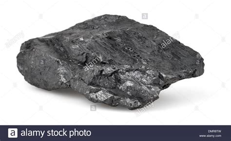 Piece Mineral Coal Charcoal Together Industrial Fuel Isolated White