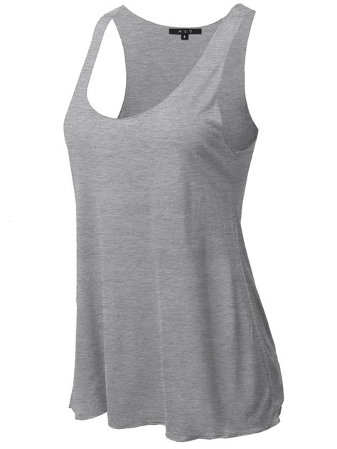 A2y Womens Basic Solid Loose Fit Flowy Scoop Neck Racer Back Tank Top