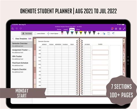 Onenote Student Planner Aug 2022 Jul 2023 Academic Planner Etsy