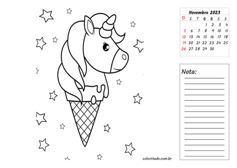 Calendario 2023 Completo Imprimir Desenhos Colorir Un