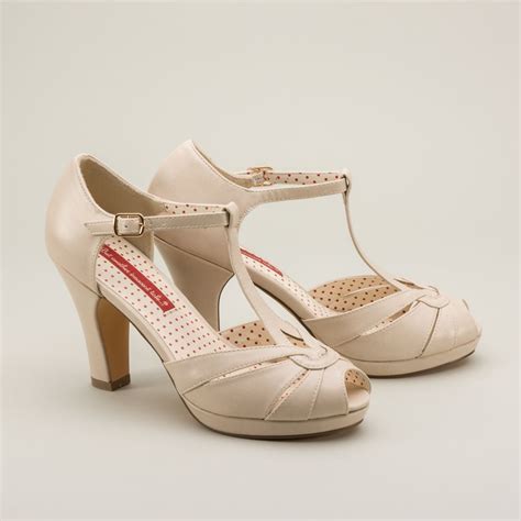 Lacey 1940s T Strap Platform Shoes By Bait Cream Vintage Style