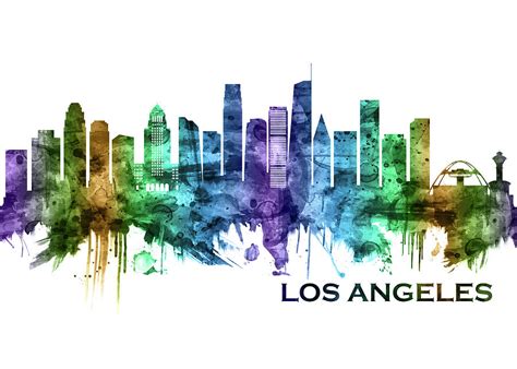 Los Angeles California Skyline Mixed Media By Nextway Art Fine Art