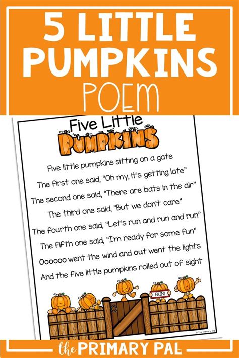 5 Little Pumpkins Poems Reading Fluency Pumpkin Poem
