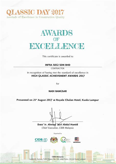 Sesb t.4895 year of award: Certificates & Awards - Infra Segi Sdn Bhd