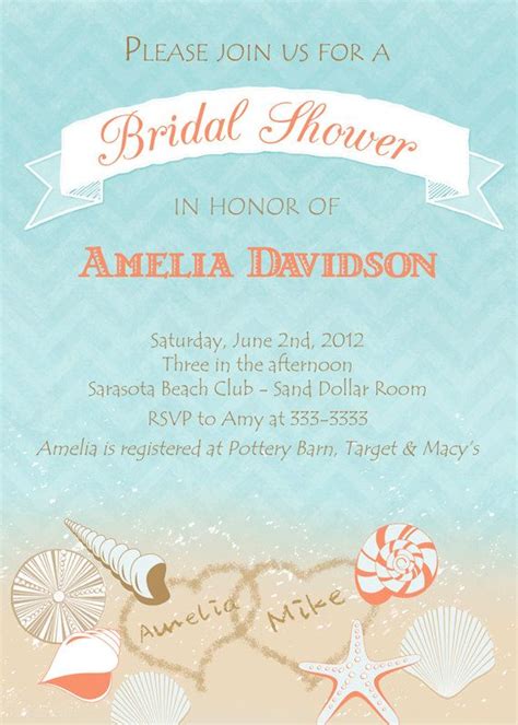 Beach theme bridal shower invitations : Beach Bridal Shower Invitation, Seashell Bridal Shower ...