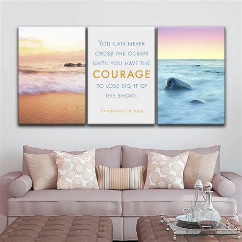 Wall26 3 Panel Canvas Wall Art Seascape Of Waves On The Seashore With