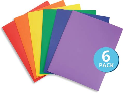 6 Pack Multicolor Plastic Two Pocket Folders Plastic Folders With 2