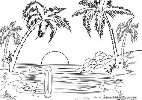 Gambar mewarnai pemandangan bawah laut. Sketsa Mewarnai Gambar Pantai - Sketsa Mewarnai