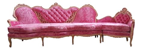 Vintage French Provincial Pink Velvet Sectional