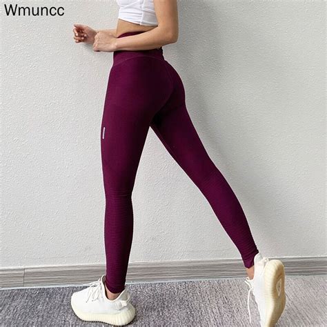 Wmuncc High Waist Sports Leggings Tummy Control Yoga Pant Fitness Seamless Tight Running Gym