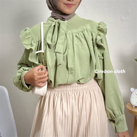 Jual Cirebon Cloth Leivy Korean Blouse Blouse Ruffle Crinkle